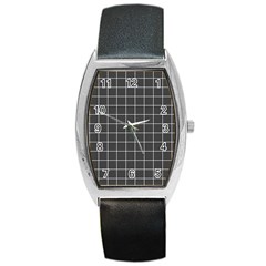 Gray Plaid Barrel Style Metal Watch by goljakoff