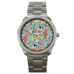 Butterfly And Flowers Sport Metal Watch by goljakoff