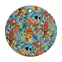 Butterfly And Flowers Round Ornament (two Sides) by goljakoff