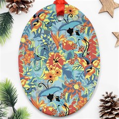 Butterfly And Flowers Oval Ornament (two Sides) by goljakoff