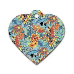 Butterfly And Flowers Dog Tag Heart (two Sides) by goljakoff