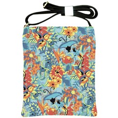 Butterfly And Flowers Shoulder Sling Bag by goljakoff