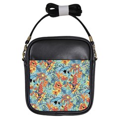 Butterfly And Flowers Girls Sling Bag by goljakoff