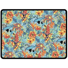 Butterfly And Flowers Fleece Blanket (large)  by goljakoff