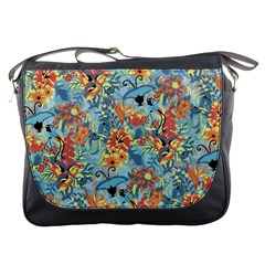 Butterfly And Flowers Messenger Bag