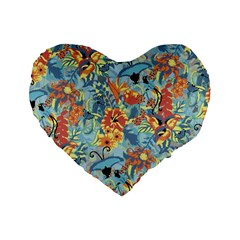 Butterfly And Flowers Standard 16  Premium Heart Shape Cushions by goljakoff