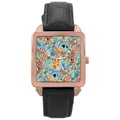 Butterfly And Flowers Rose Gold Leather Watch  by goljakoff