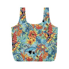 Butterfly And Flowers Full Print Recycle Bag (m) by goljakoff