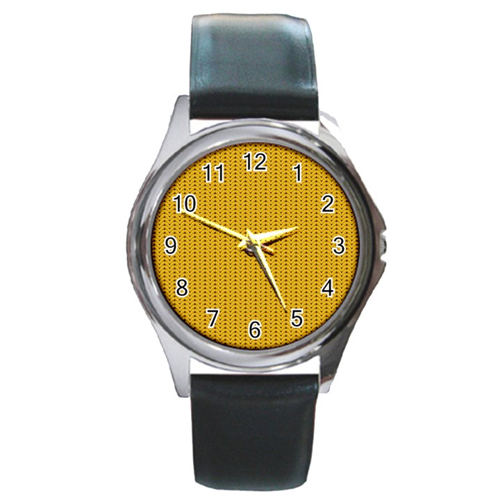 Knitted pattern Round Metal Watch