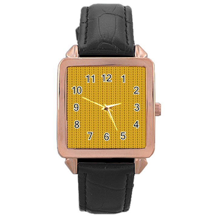 Knitted pattern Rose Gold Leather Watch 