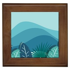 Illustration Of Palm Leaves Waves Mountain Hills Framed Tile by HermanTelo