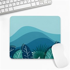 Illustration Of Palm Leaves Waves Mountain Hills Large Mousepads by HermanTelo