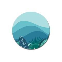 Illustration Of Palm Leaves Waves Mountain Hills Magnet 3  (round) by HermanTelo