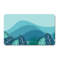 Illustration Of Palm Leaves Waves Mountain Hills Magnet (rectangular) by HermanTelo