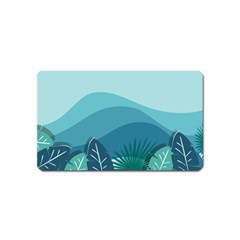 Illustration Of Palm Leaves Waves Mountain Hills Magnet (name Card) by HermanTelo