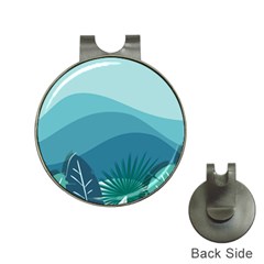 Illustration Of Palm Leaves Waves Mountain Hills Hat Clips With Golf Markers