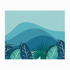 Illustration Of Palm Leaves Waves Mountain Hills Small Glasses Cloth