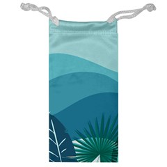 Illustration Of Palm Leaves Waves Mountain Hills Jewelry Bag