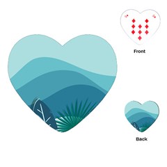 Illustration Of Palm Leaves Waves Mountain Hills Playing Cards Single Design (heart)