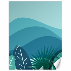 Illustration Of Palm Leaves Waves Mountain Hills Canvas 12  X 16 