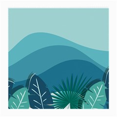 Illustration Of Palm Leaves Waves Mountain Hills Medium Glasses Cloth