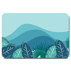 Illustration Of Palm Leaves Waves Mountain Hills Large Doormat  by HermanTelo