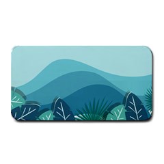 Illustration Of Palm Leaves Waves Mountain Hills Medium Bar Mats