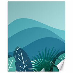 Illustration Of Palm Leaves Waves Mountain Hills Canvas 11  X 14 