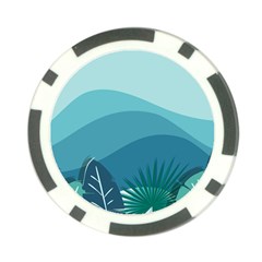 Illustration Of Palm Leaves Waves Mountain Hills Poker Chip Card Guard