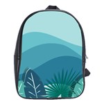 Illustration Of Palm Leaves Waves Mountain Hills School Bag (Large) Front