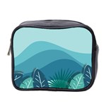 Illustration Of Palm Leaves Waves Mountain Hills Mini Toiletries Bag (Two Sides) Front