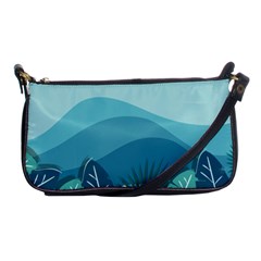 Illustration Of Palm Leaves Waves Mountain Hills Shoulder Clutch Bag