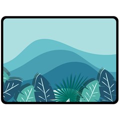 Illustration Of Palm Leaves Waves Mountain Hills Fleece Blanket (large)  by HermanTelo