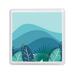 Illustration Of Palm Leaves Waves Mountain Hills Memory Card Reader (square)