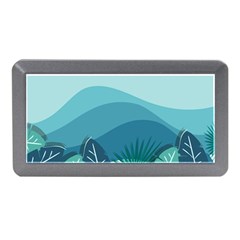 Illustration Of Palm Leaves Waves Mountain Hills Memory Card Reader (mini)