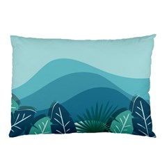 Illustration Of Palm Leaves Waves Mountain Hills Pillow Case (two Sides)