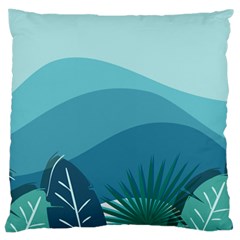 Illustration Of Palm Leaves Waves Mountain Hills Large Cushion Case (one Side)