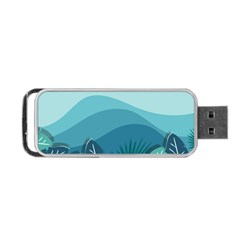 Illustration Of Palm Leaves Waves Mountain Hills Portable Usb Flash (two Sides) by HermanTelo