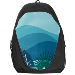 Illustration Of Palm Leaves Waves Mountain Hills Backpack Bag