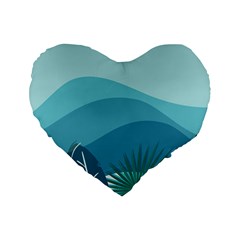 Illustration Of Palm Leaves Waves Mountain Hills Standard 16  Premium Heart Shape Cushions