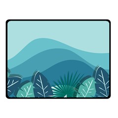 Illustration Of Palm Leaves Waves Mountain Hills Double Sided Fleece Blanket (small) 