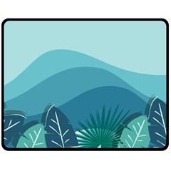 Illustration Of Palm Leaves Waves Mountain Hills Double Sided Fleece Blanket (medium) 