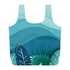 Illustration Of Palm Leaves Waves Mountain Hills Full Print Recycle Bag (l)