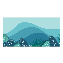 Illustration Of Palm Leaves Waves Mountain Hills Satin Shawl by HermanTelo