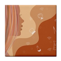 Online Woman Beauty Brown Tile Coaster by Mariart