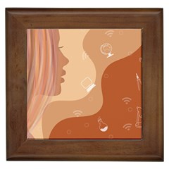 Online Woman Beauty Brown Framed Tile by Mariart