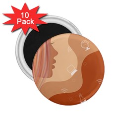 Online Woman Beauty Brown 2 25  Magnets (10 Pack)  by Mariart