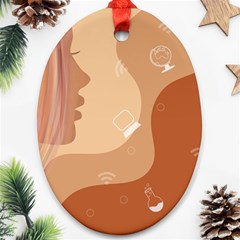 Online Woman Beauty Brown Oval Ornament (two Sides) by Mariart