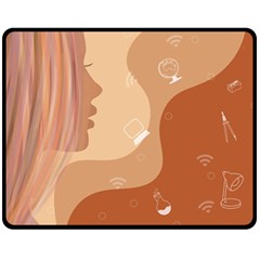 Online Woman Beauty Brown Fleece Blanket (medium)  by Mariart