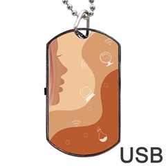 Online Woman Beauty Brown Dog Tag Usb Flash (one Side) by Mariart